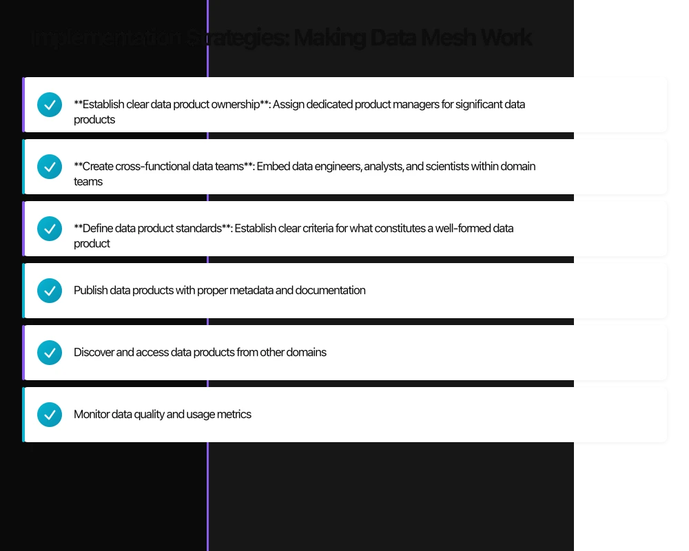 Implementation Strategies: Making Data Mesh Work Infographic