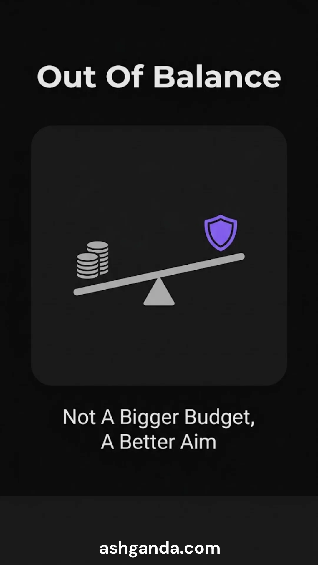 Out of balance: not a bigger budget, a better aim.
