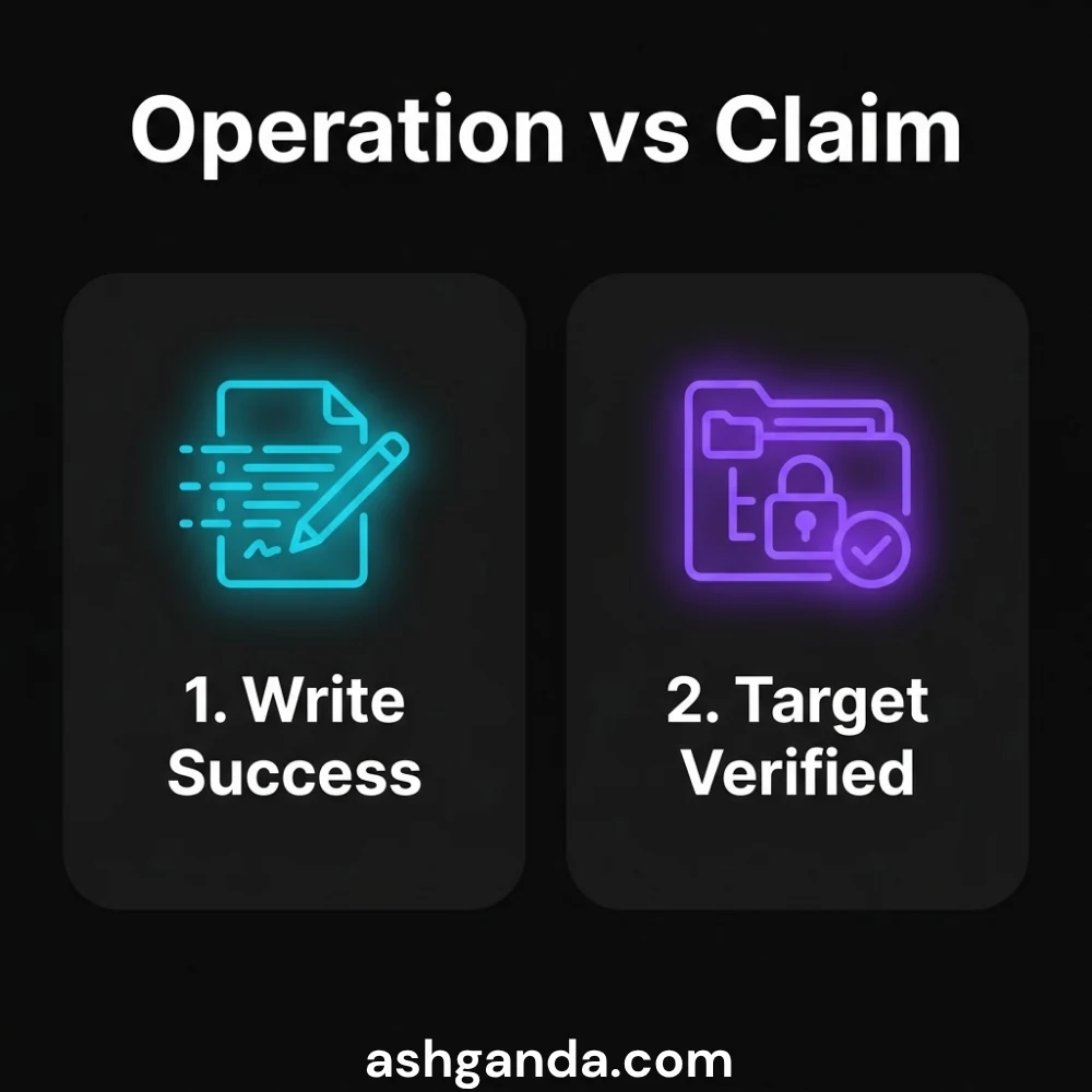 Operation versus claim: a successful write is not a verified target